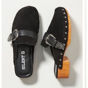 EUC Silent D Black Suede Clogs